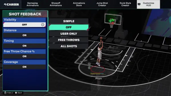 NBA 2k26 Shot Feedback Visibility Off